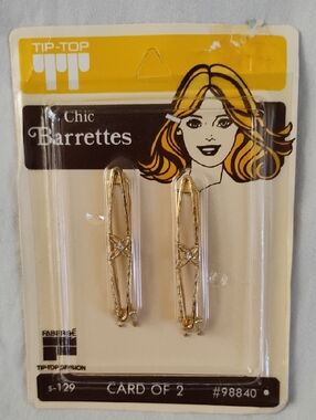 Tip-Top Chic Gold Barrettes - Set of 2 Vintage 1970s